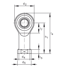 桿端軸承 GIKSR5-PS, 根據(jù) DIN ISO 12 240-4 標(biāo)準(zhǔn)，特種鋼材料，帶右旋內(nèi)螺紋，免維護(hù)