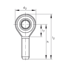 桿端軸承 GAKSR18-PS, 根據(jù) DIN ISO 12 240-4 標(biāo)準(zhǔn)，特種鋼材料，帶右旋外螺紋，免維護(hù)