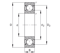 深溝球軸承 6001-C-2Z, 修正的內(nèi)部結構（C 代），根據(jù) DIN 625-1 標準的主要尺寸，兩側間隙密封