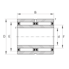 滾針軸承 NAO30X45X26-ZW-ASR1, 無(wú)擋邊，雙列