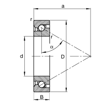 推力角接觸球軸承 BSB020047-T, 單向，接觸角 α = 60°，限制公差