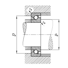 推力角接觸球軸承 BSB020047-T, 單向，接觸角 α = 60°，限制公差