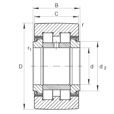 支撐型滾輪 PWTR3580-2RS, 滿裝滾子，軸向引導(dǎo)，兩側(cè)唇密封