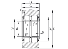 支撐型滾輪 NNTR100X240X105-2ZL, 滿裝滾子，軸向引導(dǎo)，兩側(cè)唇密封