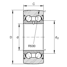 滾輪 LR50/8-2RSR, 雙向，兩側密封