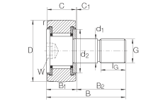 螺栓型滾輪 KR19-SK-PP, 軸向引導(dǎo)，兩側(cè)用塑料推力平墊圈