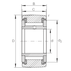 支撐型滾輪 NATV50-PP, 滿裝滾針，軸向引導(dǎo)，兩側(cè)用推力滑動墊圈