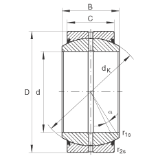 關(guān)節(jié)軸承 GE50-DO-2RS, 根據(jù) DIN ISO 12 240-1 標(biāo)準(zhǔn), 需維護(hù)，兩側(cè)唇密封