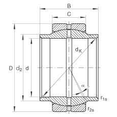 關(guān)節(jié)軸承 GE160-LO, 根據(jù) DIN ISO 12 240-1 標(biāo)準(zhǔn)，需維護(hù)