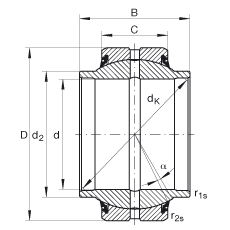 關(guān)節(jié)軸承 GE30-HO-2RS, 根據(jù) DIN ISO 12 240-1 標準, 需維護，兩側(cè)唇密封