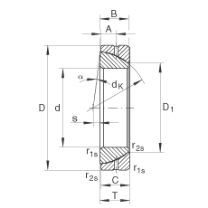 角接觸關(guān)節(jié)軸承 GE28-SX, 根據(jù) DIN ISO 12 240-2 標(biāo)準(zhǔn)，需維護(hù)