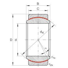 關(guān)節(jié)軸承 GE12-UK, 根據(jù) DIN ISO 12 240-1 標(biāo)準(zhǔn)，免維護