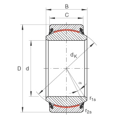 關(guān)節(jié)軸承 GE40-UK-2RS, 根據(jù) DIN ISO 12 240-1 標(biāo)準(zhǔn), 免維護(hù)，兩側(cè)唇密封