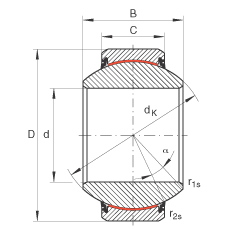 關(guān)節(jié)軸承 GE90-FW-2RS, 根據(jù) DIN ISO 12 240-1 標(biāo)準(zhǔn), 免維護(hù)，兩側(cè)唇密封