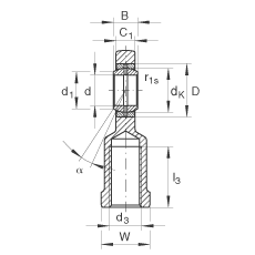 桿端軸承 GIL25-DO, 根據(jù) DIN ISO 12 240-4 標(biāo)準(zhǔn)，帶左旋內(nèi)螺紋，需維護(hù)