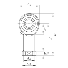 桿端軸承 GIKL22-PB, 根據(jù) DIN ISO 12 240-4 標(biāo)準(zhǔn)，帶左旋內(nèi)螺紋，需維護