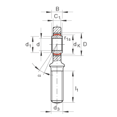 桿端軸承 GAR25-UK, 根據(jù) DIN ISO 12 240-4 標(biāo)準(zhǔn)，帶右旋外螺紋，需維護(hù)