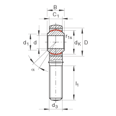 桿端軸承 GAKL8-PW, 根據(jù) DIN ISO 12 240-4 標準，帶左旋外螺紋，需維護