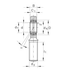 桿端軸承 GAL25-DO, 根據(jù) DIN ISO 12 240-4 標(biāo)準(zhǔn)，帶左旋外螺紋，需維護(hù)