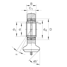 液壓桿端軸承 GK10-DO, 根據(jù) DIN ISO 12 240 標(biāo)準(zhǔn)，帶焊接面，需維護(hù)