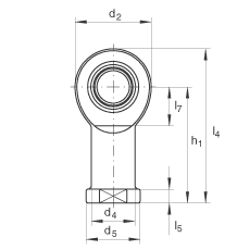 桿端軸承 GIL35-UK-2RS, 根據(jù) DIN ISO 12 240-4 標(biāo)準(zhǔn)，帶左旋內(nèi)螺紋，免維護(hù)，兩側(cè)唇密封