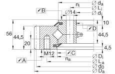 交叉滾子軸承 XSA141094-N, 標(biāo)準(zhǔn)系列 14， 外部的齒輪齒，兩側(cè)唇密封