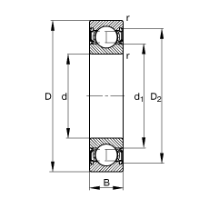 深溝球軸承 61817-2RSR-Y, 根據(jù) DIN 625-1 標準的主要尺寸, 兩側(cè)唇密封