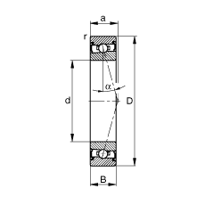 主軸軸承 HSS7001-C-T-P4S, 調(diào)節(jié)，成對(duì)安裝，接觸角 α = 15°，兩側(cè)唇密封，非接觸，加嚴(yán)公差