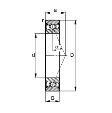 主軸軸承 HSS7011-E-T-P4S, 調(diào)節(jié)，成對安裝，接觸角 α = 25°，兩側(cè)唇密封，非接觸，限制公差