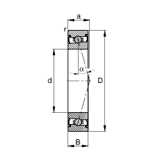 主軸軸承 HCS71901-C-T-P4S, 調(diào)節(jié)，成對(duì)安裝，接觸角 α = 15°，兩側(cè)唇密封，非接觸，限制公差