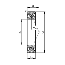 主軸軸承 HCS7021-E-T-P4S, 調(diào)節(jié)，成對或單元安裝，接觸角 α = 25°，兩側(cè)唇密封，非接觸，限制公差