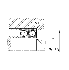 主軸軸承 B71906-E-T-P4S, 調(diào)節(jié)，成對或單元安裝，接觸角 α = 25°，限制公差