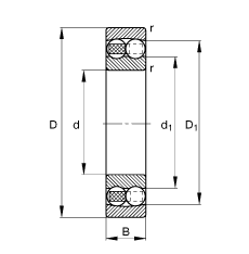 自調(diào)心球軸承 2210-TVH, 根據(jù) DIN 630 標(biāo)準(zhǔn)的主要尺寸