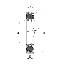 主軸軸承 HCB71914-C-T-P4S, 調(diào)節(jié)，成對或單元安裝，接觸角 α = 15°，陶瓷球，限制公差