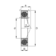 主軸軸承 HCB71901-E-T-P4S, 調(diào)節(jié)，成對(duì)或單元安裝，接觸角 α = 25°，陶瓷球，限制公差