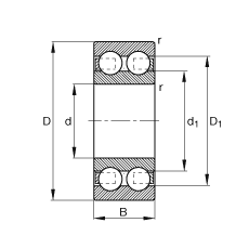 深溝球軸承 4308-B-TVH, 根據(jù) DIN 625-3 標(biāo)準(zhǔn)的主要尺寸，雙列