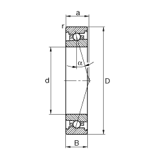 主軸軸承 HS7016-C-T-P4S, 調節(jié)，成對安裝，接觸角 α = 15°，限制公差