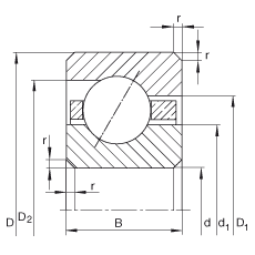 薄截面軸承 CSEB055, 角接觸球軸承，類型E，運行溫度 -54°C 到 +120°C