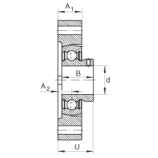 軸承座單元 FLCTEY35, 帶兩個(gè)螺栓孔的法蘭的軸承座單元，鑄鐵， 內(nèi)圈帶平頭螺釘， P 型密封，無(wú)再潤(rùn)滑結(jié)構(gòu)