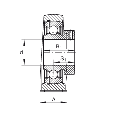 直立式軸承座單元 PAK30, 鑄鐵軸承座，外球面球軸承，根據(jù) ABMA 15 - 1991, ABMA 14 - 1991, ISO3228 帶有偏心緊定環(huán)