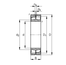 調(diào)心滾子軸承 22318-E1-T41D, 根據(jù) DIN 635-2 標(biāo)準(zhǔn)的主要尺寸