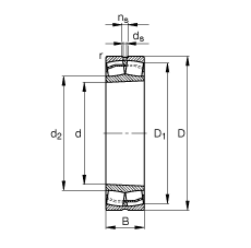 調(diào)心滾子軸承 23038-E1-K-TVPB, 根據(jù) DIN 635-2 標準的主要尺寸, 錐孔，錐度 1:12