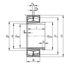 調(diào)心滾子軸承 23136-E1A-K-M + AH3136A, 根據(jù) DIN 635-2 標(biāo)準(zhǔn)的主要尺寸, 帶錐孔和退卸套